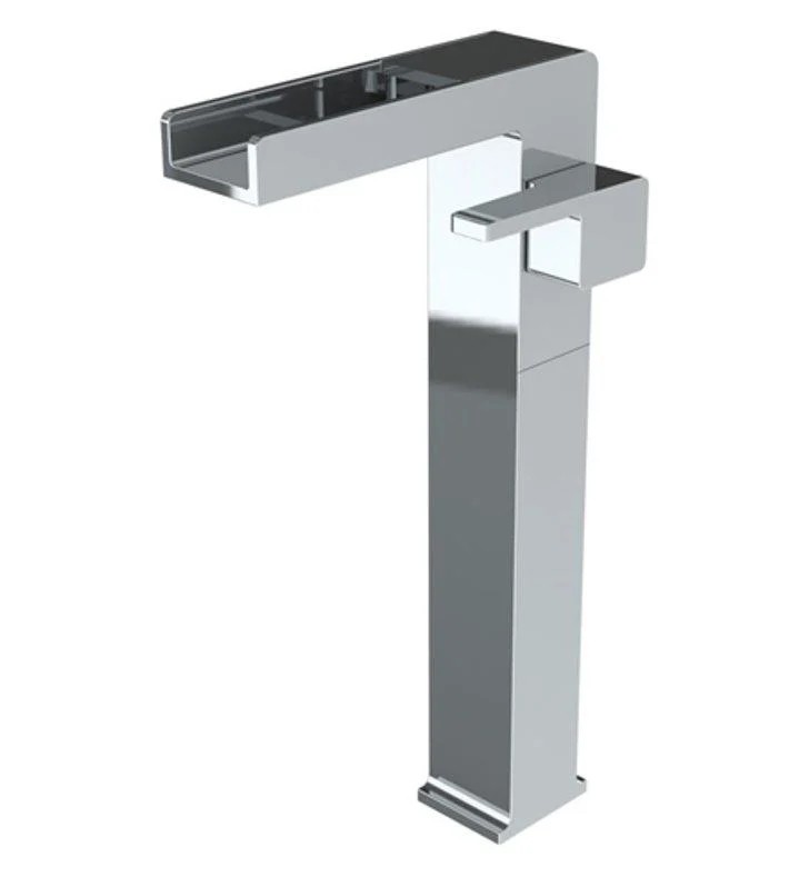 WATERMARK 35-1.15XWF-ED1 EDGE 11 1/2 INCH SINGLE HOLE DECK MOUNT MONOBLOCK EXTENDED WATERFALL BATHROOM FAUCET WITH LEVER HANDLE