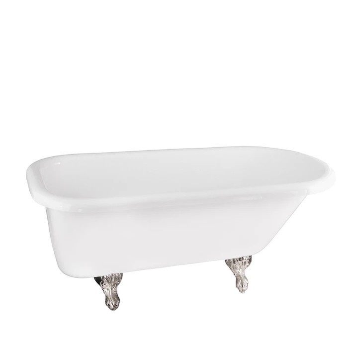 BARCLAY ADTR67-WH ASIA 67 INCH ACRYLIC FREESTANDING CLAWFOOT OVAL SOAKER DOUBLE ROLL TOP BATHTUB - WHITE