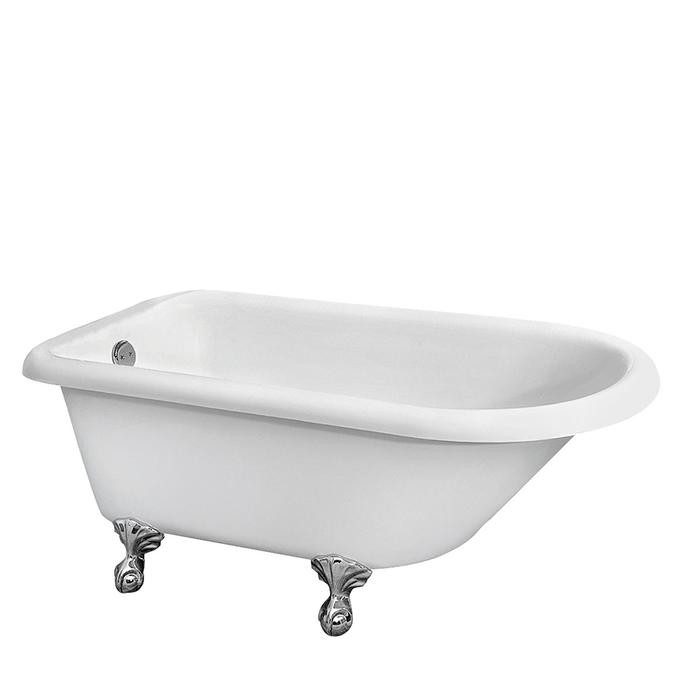 BARCLAY ATR7H53-WH ALEXIA 54 INCH ACRYLIC FREESTANDING CLAWFOOT OVAL SOAKER ROLL TOP BATHTUB WITH 7 INCH RIM HOLES - WHITE