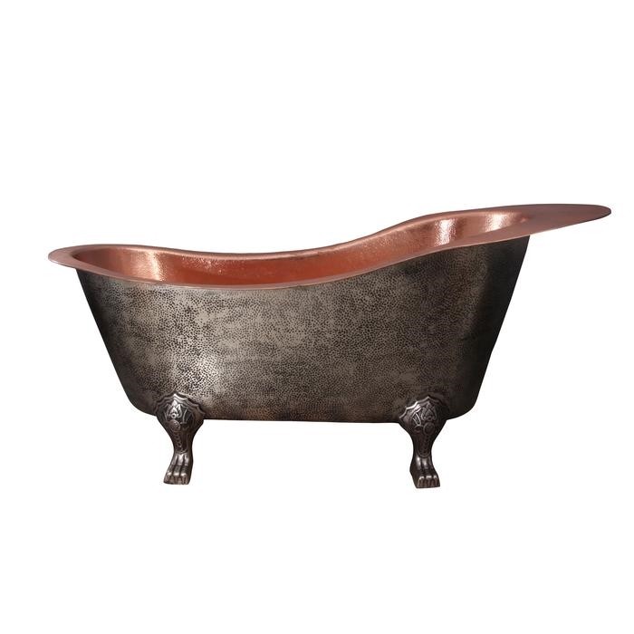 BARCLAY COTSN73JFAP-AC NAPLES 73 INCH COPPER FREESTANDING CLAWFOOT OVAL SOAKER SLIPPER BATHTUB - HAMMERED ANTIQUE COPPER OR POLISHED COPPER