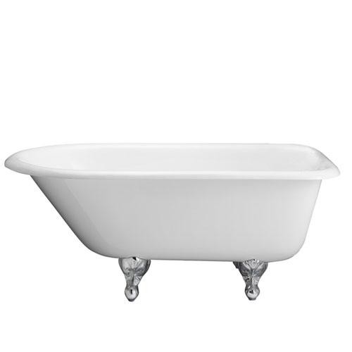 BARCLAY CTR7H58-WH BALLARD 57 INCH CAST IRON FREESTANDING CLAWFOOT OVAL SOAKER ROLL TOP BATHTUB WITH 7 INCH RIM HOLES - WHITE