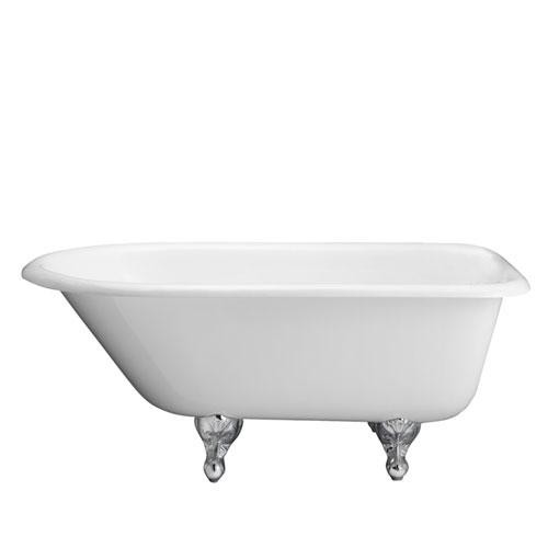 BARCLAY CTR7H60-WH BEECHER 60 INCH CAST IRON FREESTANDING CLAWFOOT OVAL SOAKER ROLL TOP BATHTUB - WHITE