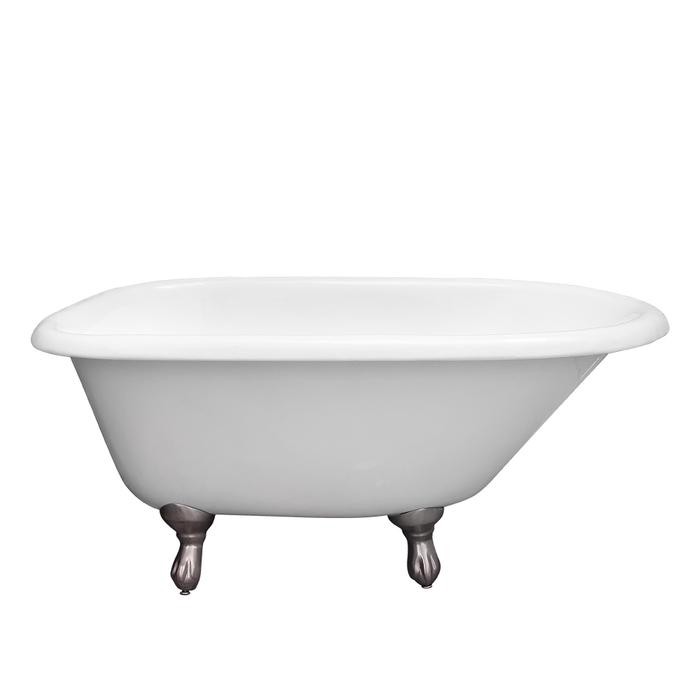 BARCLAY CTRH49-WH ADDISON 48 INCH CAST IRON FREESTANDING CLAWFOOT OVAL SOAKER ROLL TOP BATHTUB WITH 3 3/8 INCH WALL HOLES - WHITE