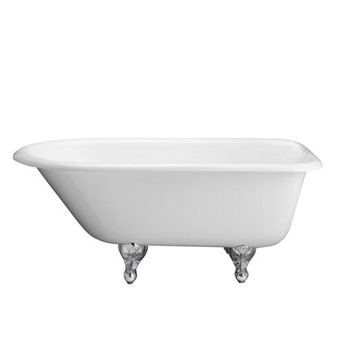 BARCLAY CTRH54-WH ANTONIO 54 INCH CAST IRON FREESTANDING CLAWFOOT OVAL SOAKER ROLL TOP BATHTUB WITH 3 3/8 INCH WALL HOLES - WHITE