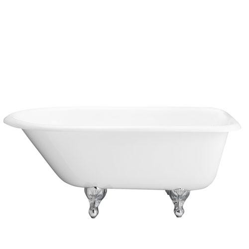 BARCLAY CTRN67-WH BROCTON 68 INCH CAST IRON FREESTANDING CLAWFOOT OVAL SOAKER ROLL TOP BATHTUB - WHITE