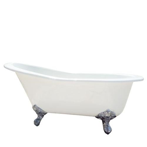 BARCLAY CTS7H54I-WH BALLARD 54 1/4 INCH CAST IRON FREESTANDING CLAWFOOT OVAL SOAKER SLIPPER BATHTUB WITH 7 INCH RIM HOLES - WHITE