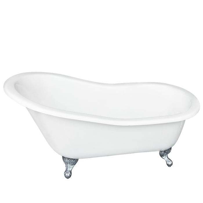 BARCLAY CTS7H67-WH ICARUS 67 INCH CAST IRON FREESTANDING CLAWFOOT OVAL SOAKER SLIPPER BATHTUB WITH 7 INCH RIM HOLES - WHITE