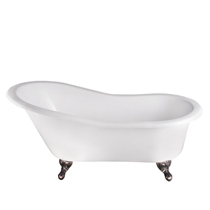 BARCLAY CTSH60-WH GRIFFIN 61 INCH CAST IRON FREESTANDING CLAWFOOT OVAL SOAKER SLIPPER BATHTUB WITH 7 INCH RIM HOLES - WHITE