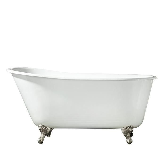 BARCLAY CTSN53-WH GARETH 53 1/4 INCH CAST IRON FREESTANDING CLAWFOOT OVAL SOAKER SLIPPER BATHTUB - WHITE