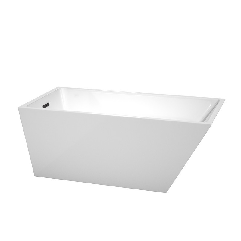 WYNDHAM COLLECTION WCBTK150159TRIM HANNAH 59 INCH FREE-STANDING BATHTUB IN WHITE WITH DRAIN AND OVERFLOW TRIM