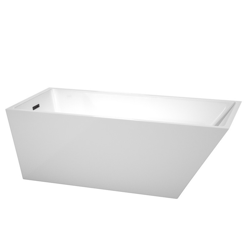 WYNDHAM COLLECTION WCBTK150167TRIM HANNAH 67 INCH FREE-STANDING BATHTUB IN WHITE WITH DRAIN AND OVERFLOW TRIM