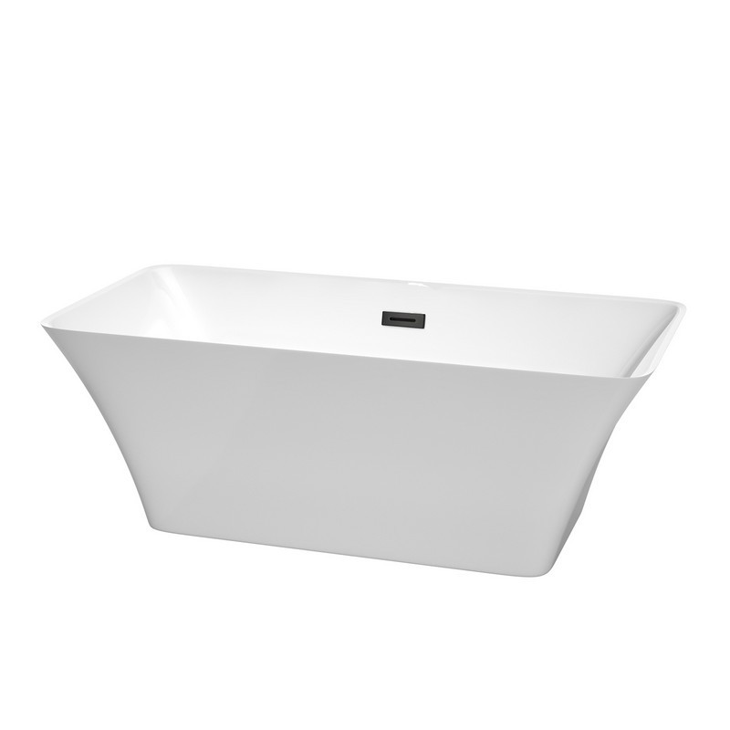 WYNDHAM COLLECTION WCBTK150459TRIM TIFFANY 59 INCH FREE-STANDING BATHTUB IN WHITE WITH DRAIN AND OVERFLOW TRIM