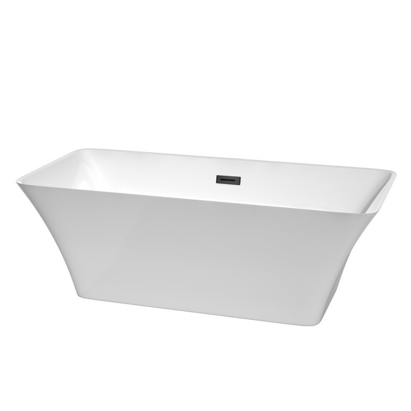 WYNDHAM COLLECTION WCBTK150467TRIM TIFFANY 67 INCH FREE-STANDING BATHTUB IN WHITE WITH DRAIN AND OVERFLOW TRIM