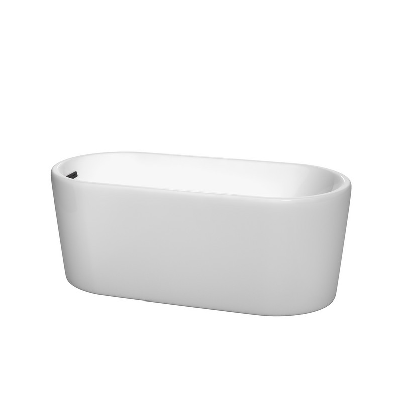 WYNDHAM COLLECTION WCBTK151159TRIM URSULA 59 INCH FREE-STANDING BATHTUB IN WHITE WITH DRAIN AND OVERFLOW TRIM