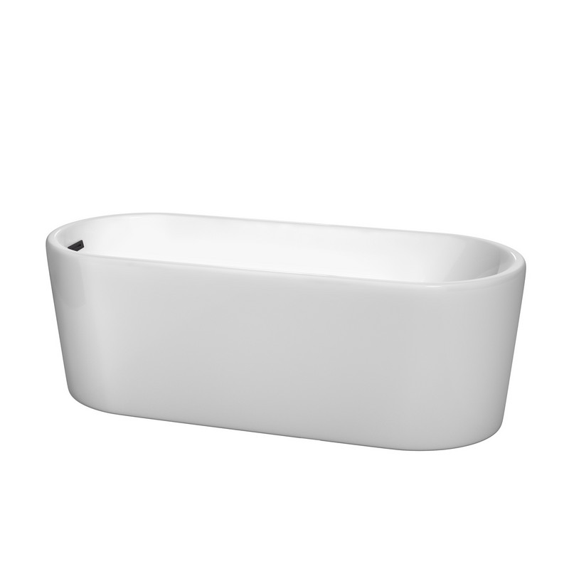 WYNDHAM COLLECTION WCBTK151167TRIM URSULA 67 INCH FREE-STANDING BATHTUB IN WHITE WITH DRAIN AND OVERFLOW TRIM