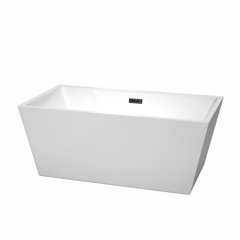 WYNDHAM COLLECTION WCBTK151459TRIM SARA 59 INCH FREE-STANDING BATHTUB IN WHITE WITH DRAIN AND OVERFLOW TRIM