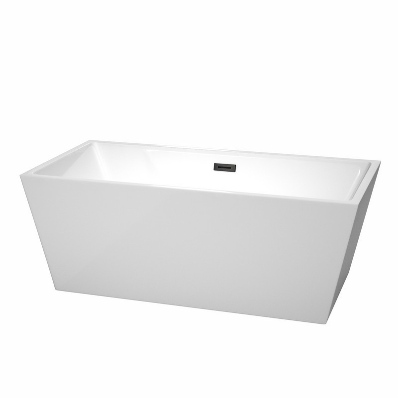 WYNDHAM COLLECTION WCBTK151463TRIM SARA 63 INCH FREE-STANDING BATHTUB IN WHITE WITH DRAIN AND OVERFLOW TRIM