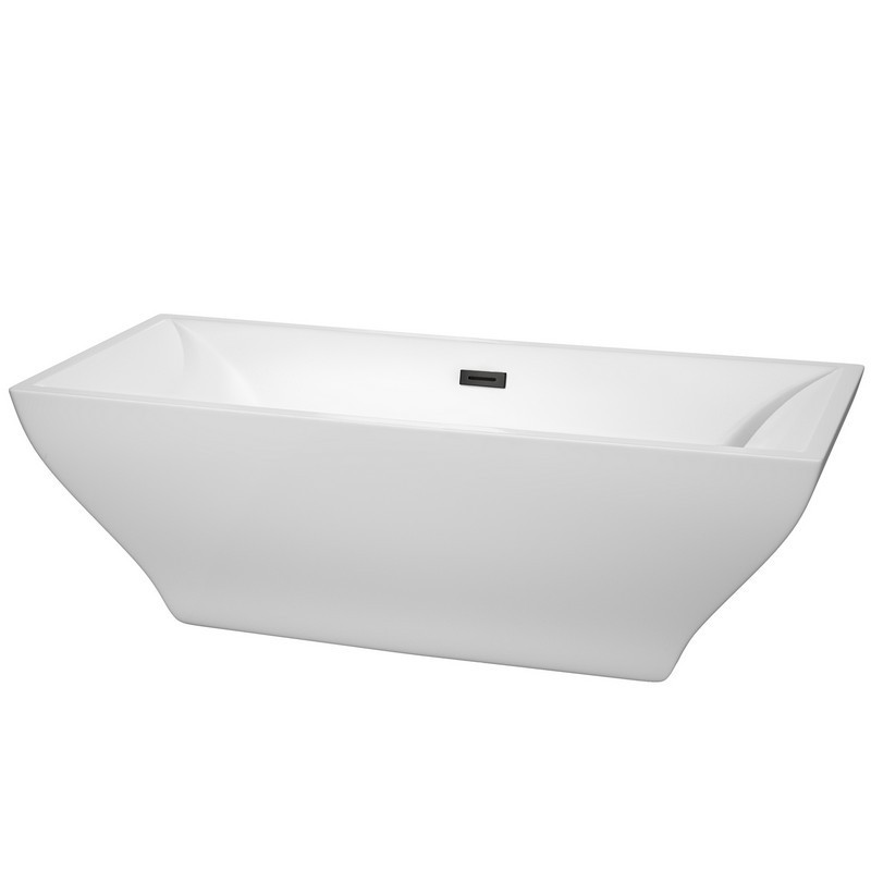 WYNDHAM COLLECTION WCBTK151871TRIM MARYAM 71 INCH FREE-STANDING BATHTUB IN WHITE WITH DRAIN AND OVERFLOW TRIM
