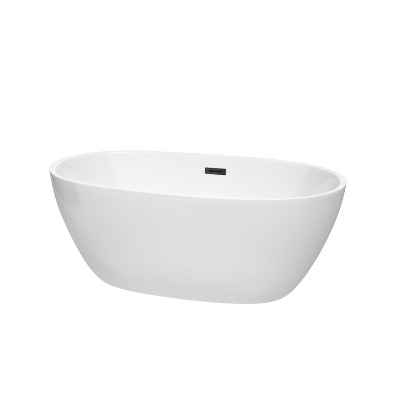 WYNDHAM COLLECTION WCBTK156159TRIM JUNO 59 INCH FREE-STANDING BATHTUB IN WHITE WITH DRAIN AND OVERFLOW TRIM