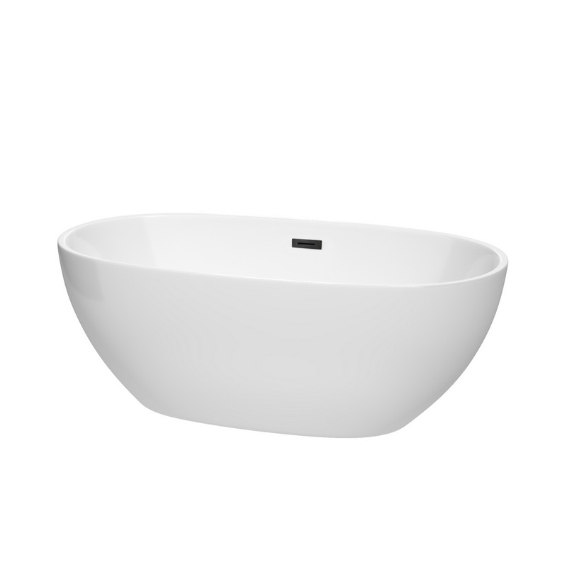WYNDHAM COLLECTION WCBTK156163TRIM JUNO 63 INCH FREE-STANDING BATHTUB IN WHITE WITH DRAIN AND OVERFLOW TRIM
