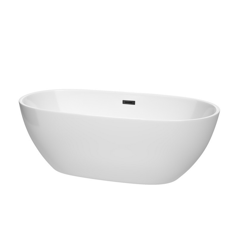 WYNDHAM COLLECTION WCBTK156167TRIM JUNO 67 INCH FREE-STANDING BATHTUB IN WHITE WITH DRAIN AND OVERFLOW TRIM