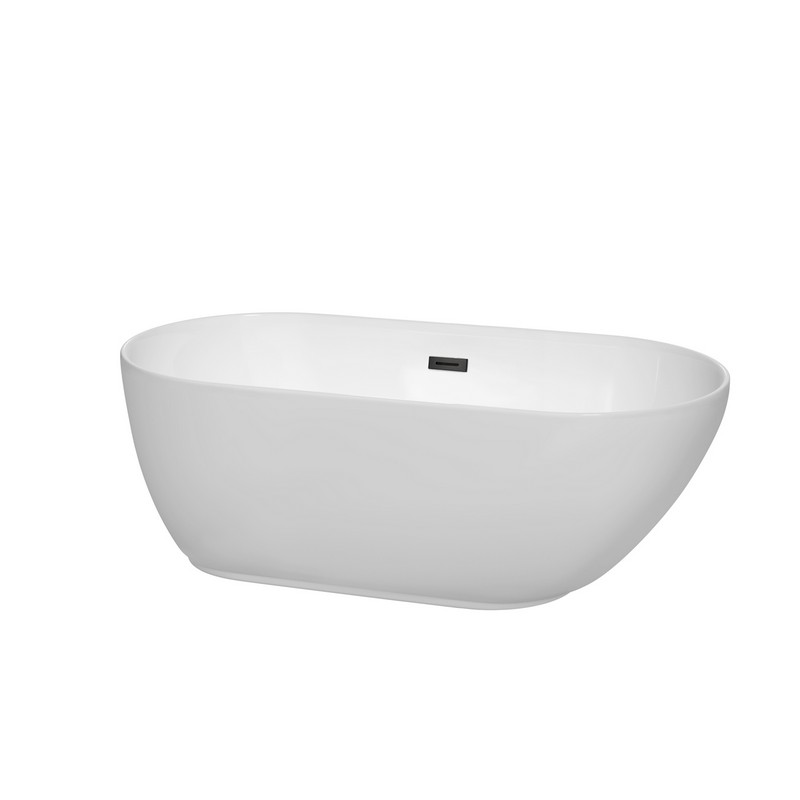 WYNDHAM COLLECTION WCOBT100060TRIM MELISSA 60 INCH FREE-STANDING BATHTUB IN WHITE WITH DRAIN AND OVERFLOW TRIM