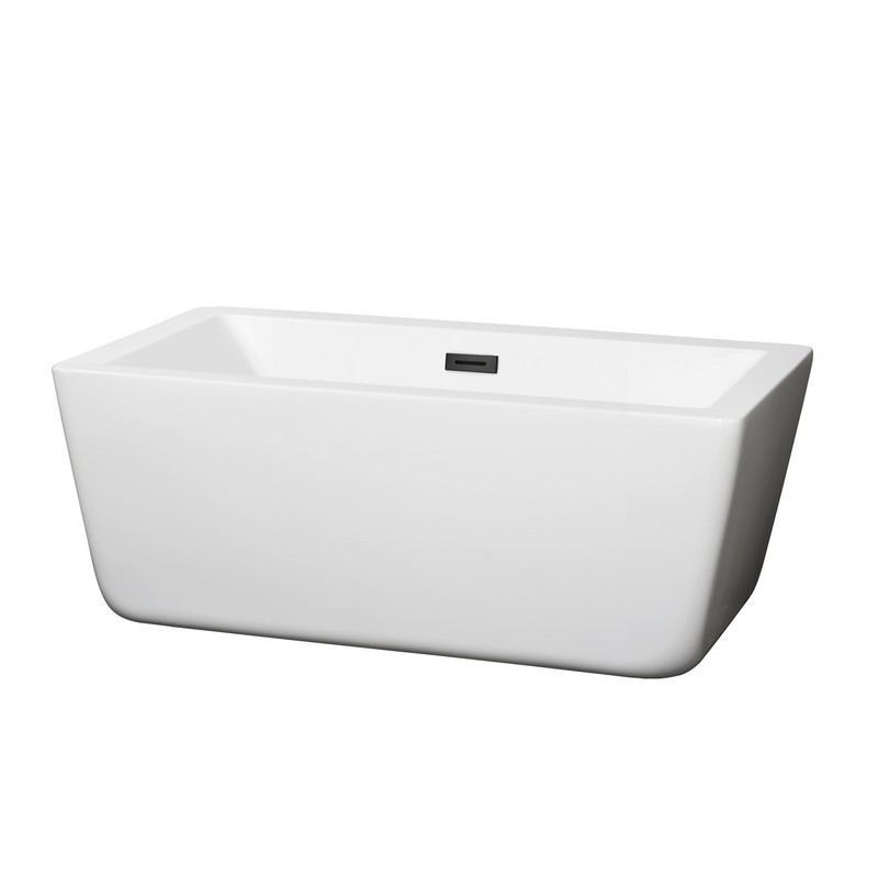 WYNDHAM COLLECTION WCOBT100559TRIM LAURA 59 INCH FREE-STANDING BATHTUB IN WHITE WITH DRAIN AND OVERFLOW TRIM