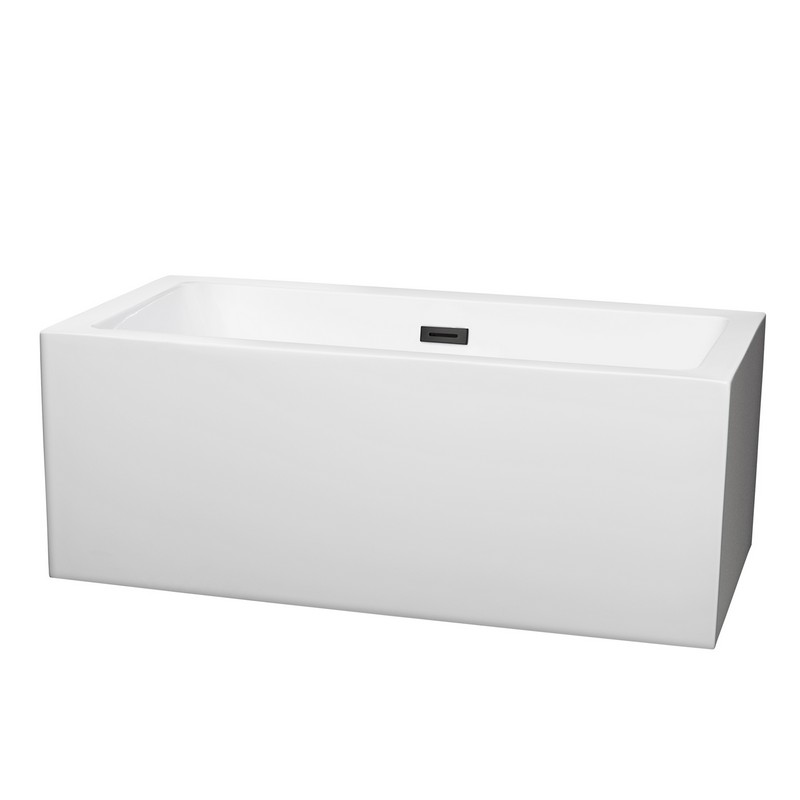 WYNDHAM COLLECTION WCOBT101160TRIM MELODY 60 INCH FREE-STANDING BATHTUB IN WHITE WITH DRAIN AND OVERFLOW TRIM