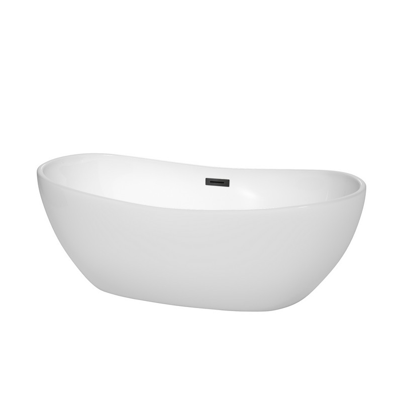 WYNDHAM COLLECTION WCOBT101465TRIM REBECCA 65 INCH FREE-STANDING BATHTUB IN WHITE WITH DRAIN AND OVERFLOW TRIM
