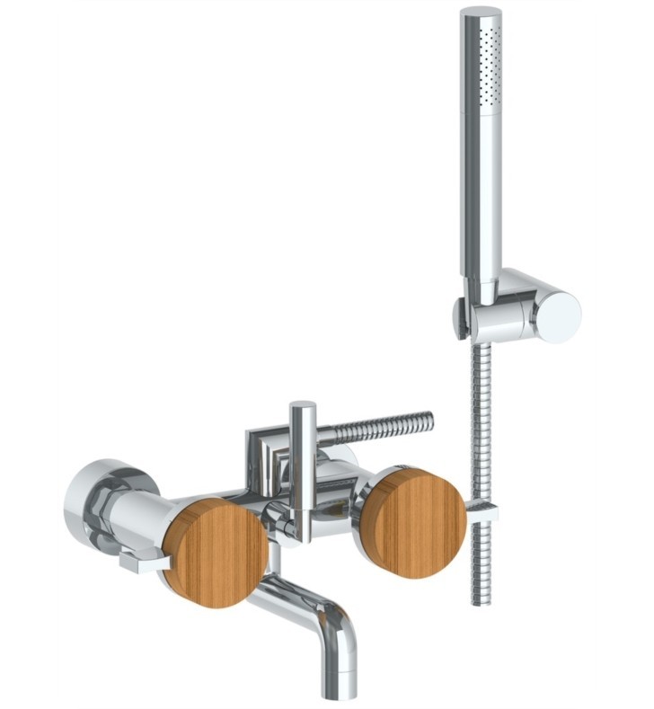WATERMARK 21-5.2 ELEMENTS 4 INCH TWO HANDLE WALL MOUNT EXPOSED TUB FILLER WITH HANDSHOWER