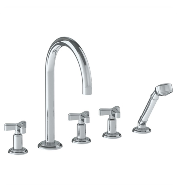 WATERMARK 30-8.1 ANIKA 9 5/8 INCH THREE HANDLE DECK MOUNT WIDESPREAD ROMAN TUB FAUCET WITH HANDSHOWER