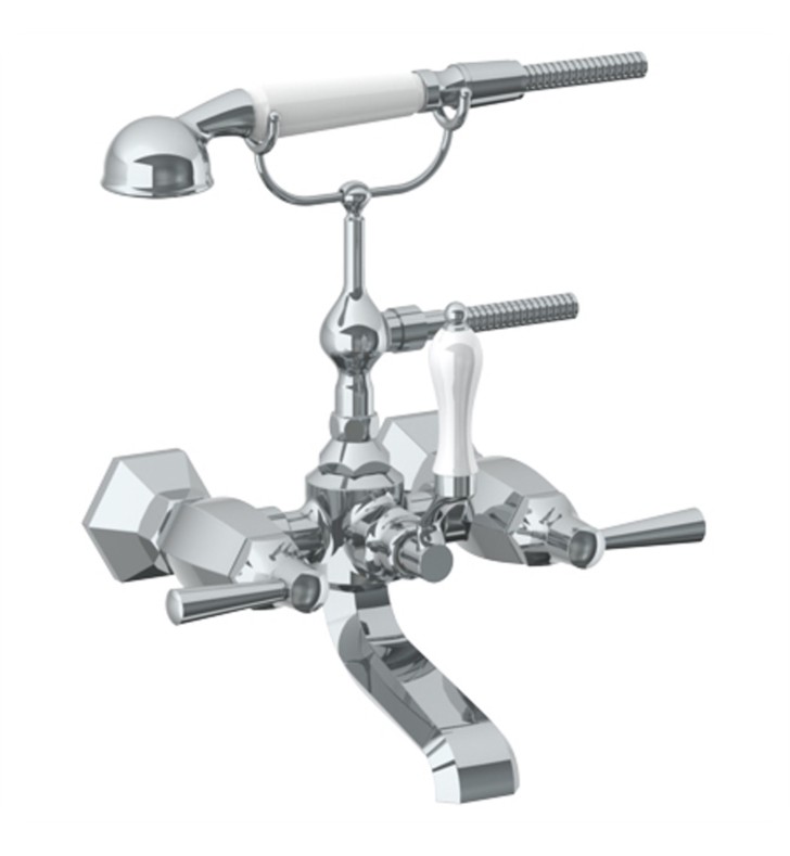 WATERMARK 312-5.2 GRAMERCY 7 1/2 INCH THREE HANDLE WALL MOUNT EXPOSED TUB FILLER WITH HANDSHOWER