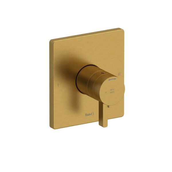 RIOBEL TPXTQ44BG PARADOX 1/2 INCH THERMOSTATIC AND PRESSURE BALANCE TRIM WITH UP TO THREE FUNCTIONS - BRUSHED GOLD
