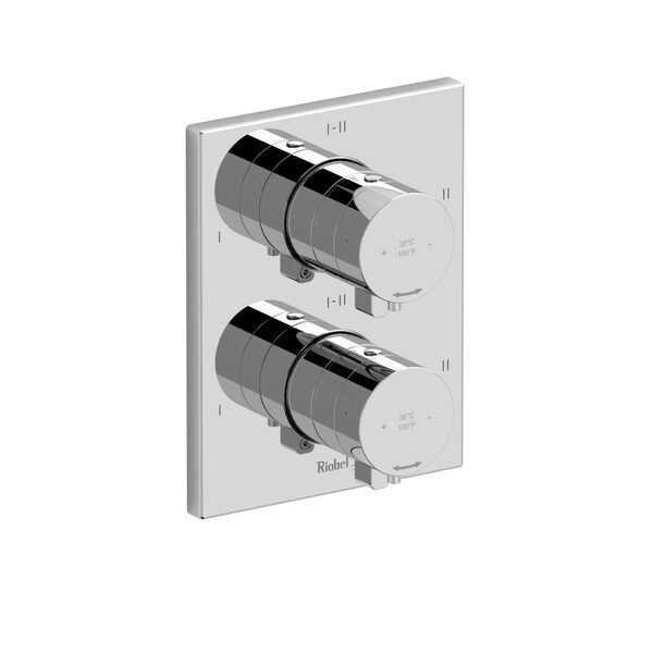 RIOBEL TPXTQ46C PARADOX 5 1/2 INCH THERMOSTATIC AND PRESSURE BALANCE TRIM WITH UP TO SIX FUNCTIONS - CHROME