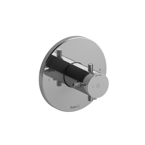 RIOBEL TRUTM44+KN RIU 1/2 INCH THERMOSTATIC AND PRESSURE BALANCE TRIM TWO FUNCTIONS WITH KNURLED CROSS HANDLE