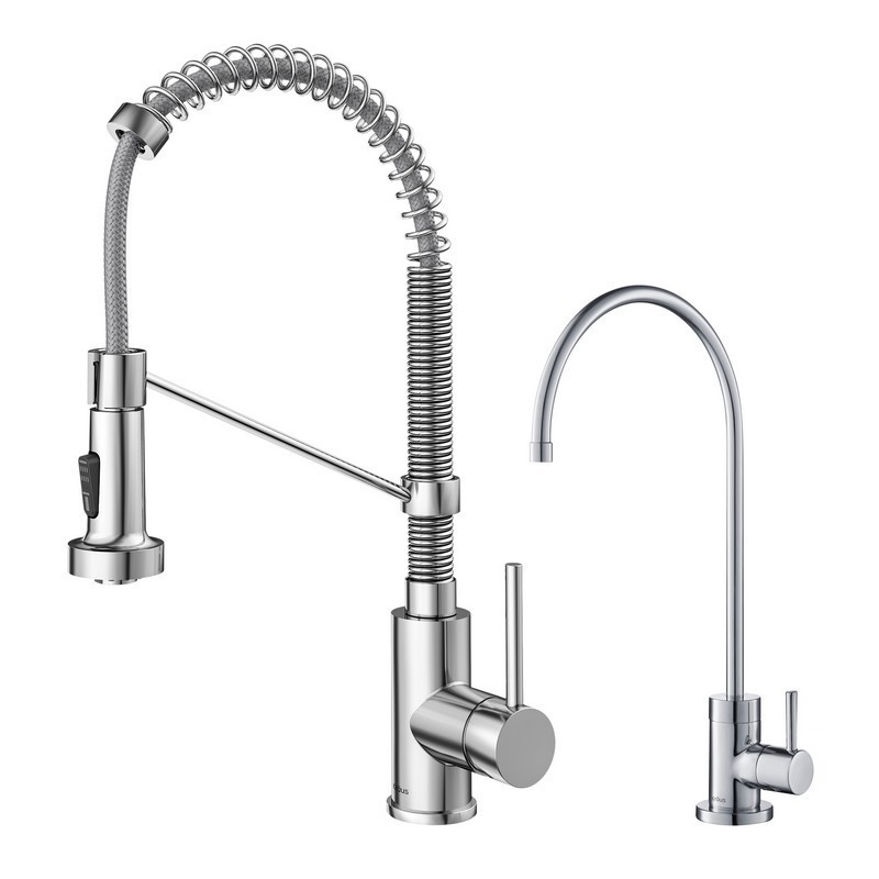 KRAUS KPF-1610-FF-100 BOLDEN COMMERCIAL STYLE PULL-DOWN KITCHEN FAUCET AND PURITA WATER FILTER FAUCET COMBO