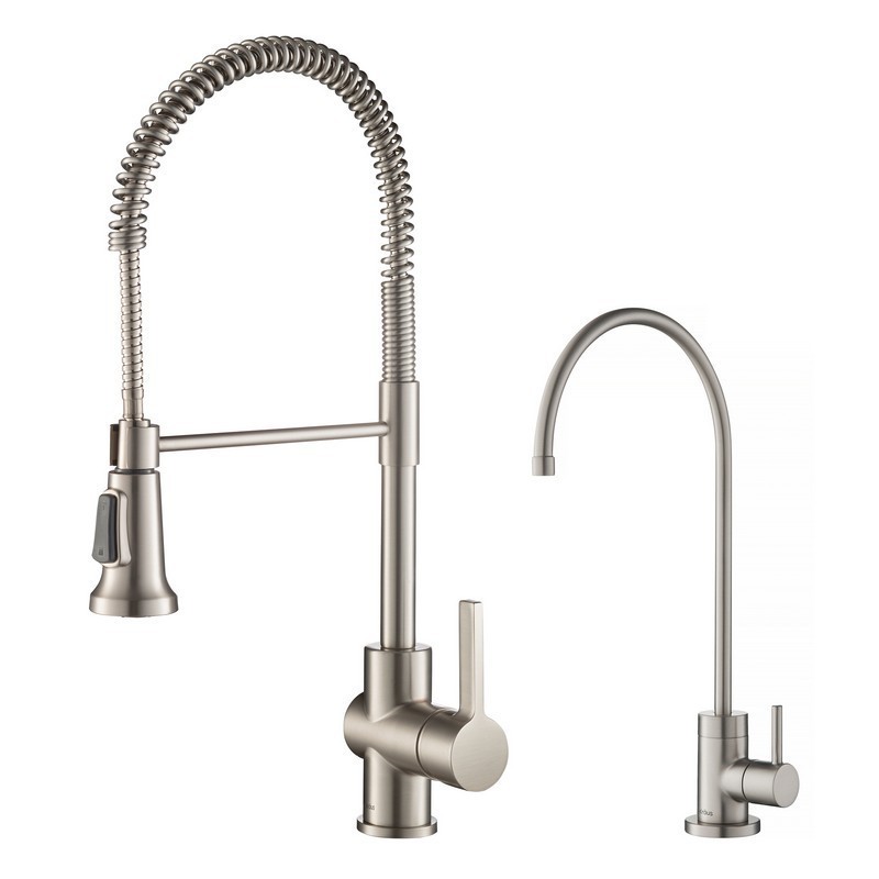 KRAUS KPF-1690-FF-100 BRITT COMMERCIAL STYLE KITCHEN FAUCET AND PURITA WATER FILTER FAUCET COMBO