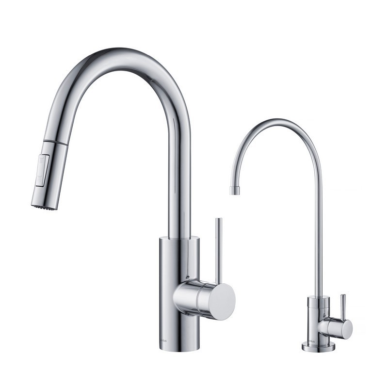 KRAUS KPF-2620-FF-100 OLETTO PULL-DOWN KITCHEN FAUCET AND PURITA WATER FILTER FAUCET COMBO