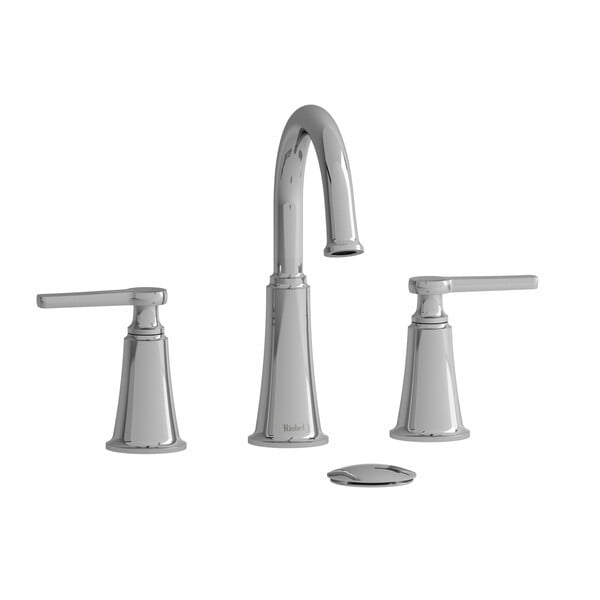 RIOBEL MMRD08J 9 3/8 INCH DECK MOUNT WIDESPREAD BATHROOM FAUCET WITH C-SPOUT AND J-SHAPE HANDLE