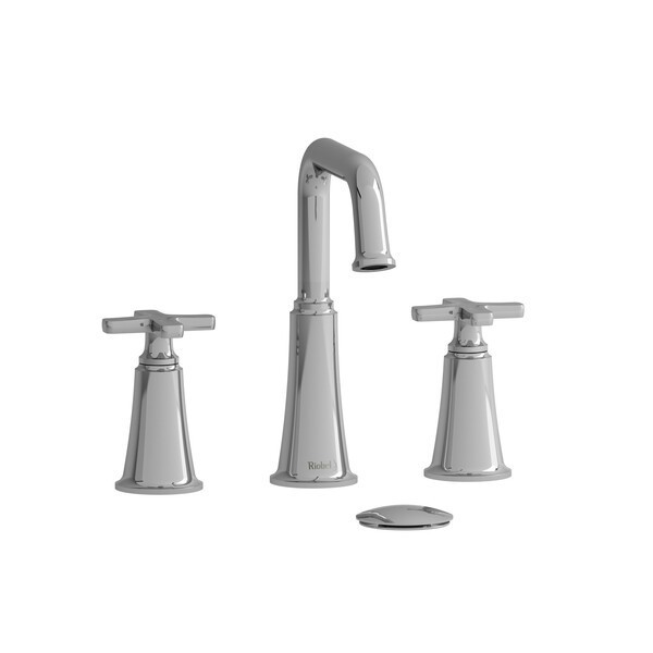RIOBEL MMSQ08X MOMENTI 8 5/8 INCH DECK MOUNT WIDESPREAD BATHROOM FAUCET WITH U-SPOUT AND X-SHAPE HANDLE