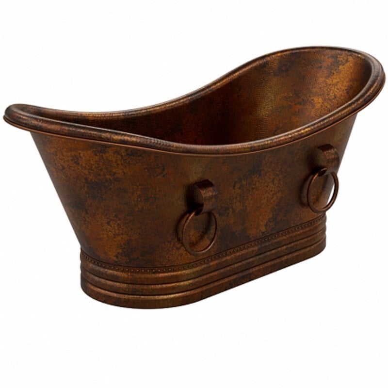 NOVATTO NBT-ADA-72 ADAMO 72 X 34 INCH FREESTANDING COPPER BATH TUB