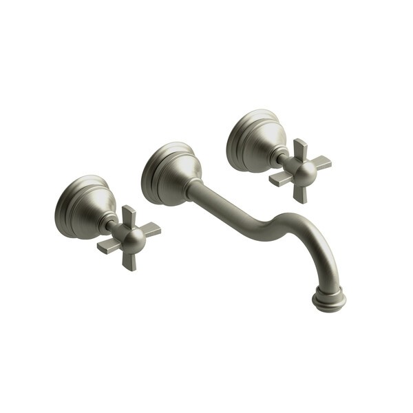 RIOBEL RT03XBN RETRO 2 7/8 INCH WALL MOUNT BATHROOM FAUCET WITH X-SHAPED HANDLE - BRUSHED NICKEL