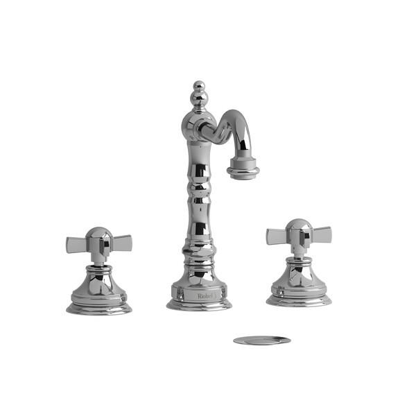 RIOBEL RT08X RETRO 8 7/8 INCH DECK MOUNT WIDESPREAD BATHROOM FAUCET WITH X-SHAPED HANDLE
