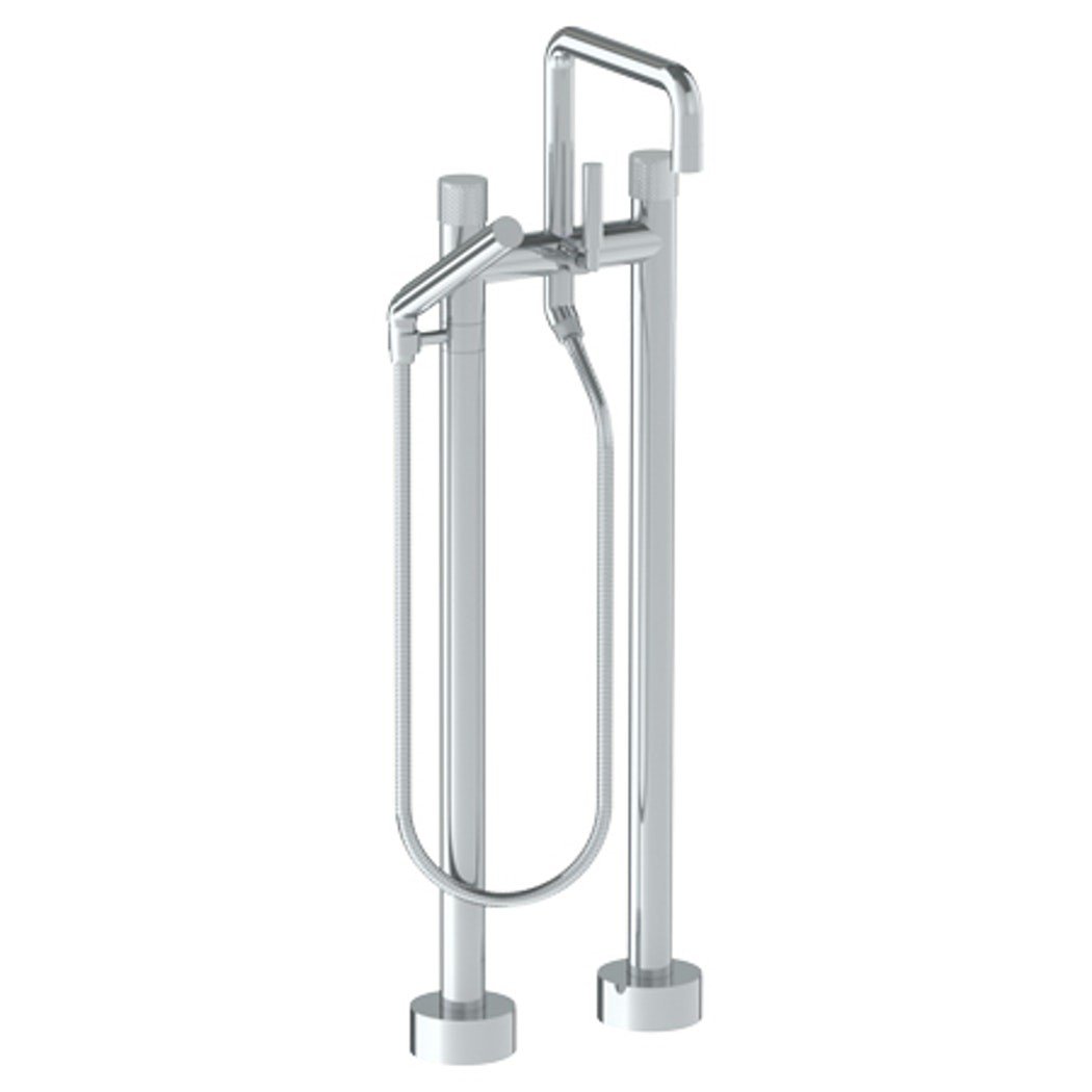 WATERMARK 22-8.26.3 TITANIUM 34 3/8 INCH THREE HANDLES FLOOR MOUNT TUB FILLER WITH HAND SHOWER