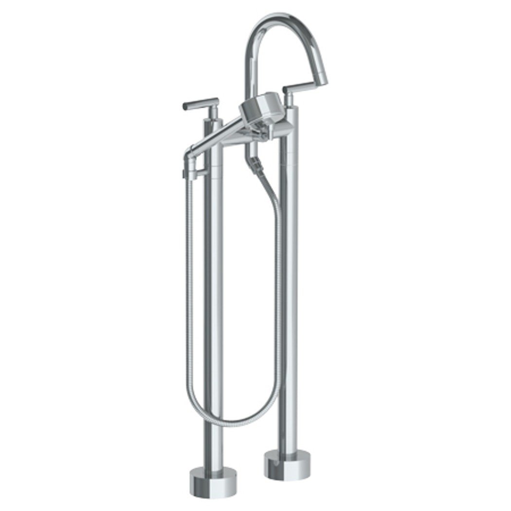 WATERMARK 27-8.3V SENSE 36 1/4 INCH THREE HANDLES FLOOR MOUNT TUB FILLER WITH VOLUME HAND SHOWER