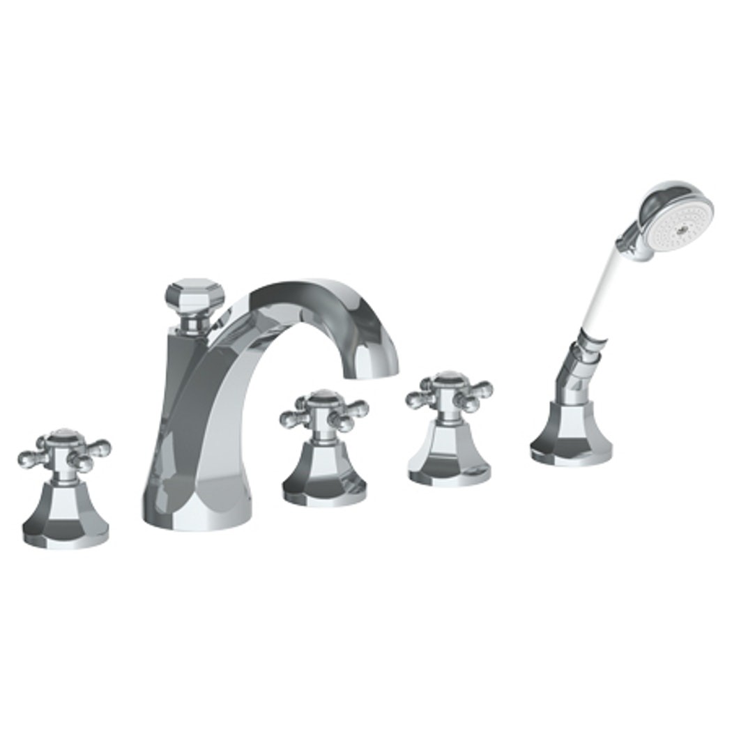 Jaclo 9980-L-A-456-TRIM-PEW Contempo Roman Bathtub Filler with Lever Handles and Angled Handshower Pewter