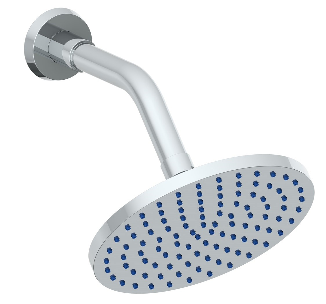 WATERMARK 37-HAF BLUE 7 1/8 INCH WALL MOUNT SINGLE-FUNCTION ROUND SHOWER HEAD WITH ARM AND FLANGE
