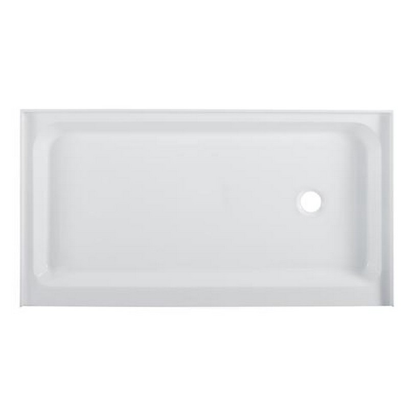 SWISS MADISON SM-SB527 VOLTAIRE 60 X 34 INCH ACRYLIC WHITE SINGLE-THRESHOLD RIGHT SIDE DRAIN SHOWER BASE