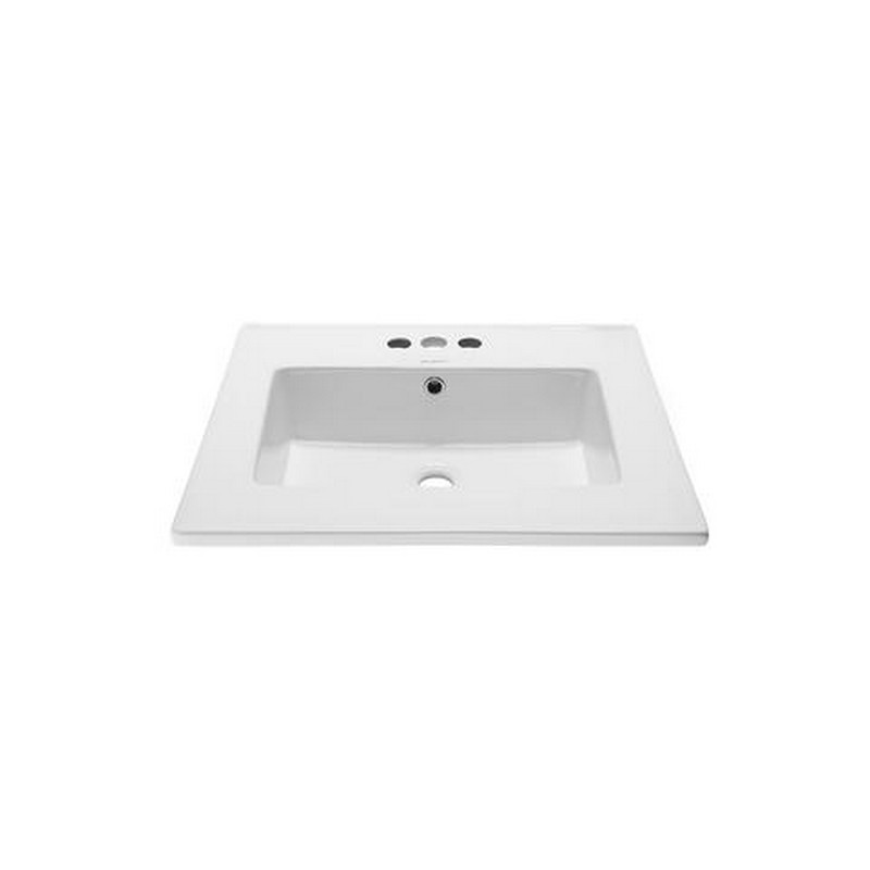 SWISS MADISON SM-VT327-3 VOLTAIRE 25 INCH VANITY TOP SINK WITH 4 INCH CENTERSET FAUCET HOLES
