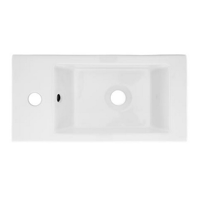 SWISS MADISON SM-WS315 19.5 INCH RECTANGULAR CERAMIC WALL-HUNG SINK WITH LEFT SIDE FAUCET MOUNT